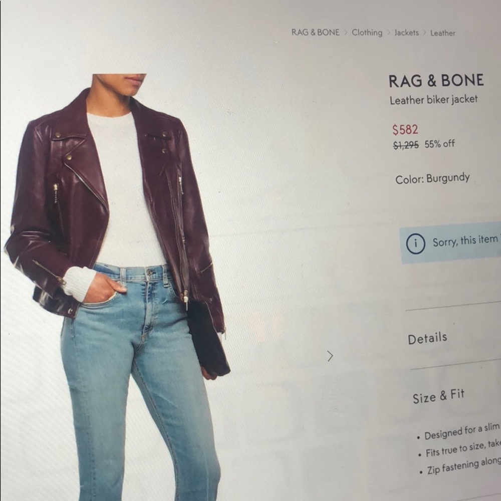 Rag & Bone Burgundy Leather Jacket - Picture 7 of 7